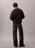 Blue Cotton Blend Monogram Logo Relaxed Sweater  Men