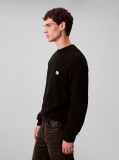 Black Waffle Cotton Monogram Jumper  Men