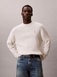 White Ribbed Cotton Monogram Jumper  Men