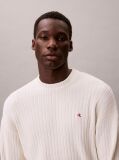 White Ribbed Cotton Monogram Jumper  Men