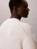 White Ribbed Cotton Monogram Jumper  Men
