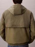 Green Hooded Nylon Windbreaker Jacket  Men