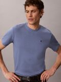 Albastru Tricou Cu Guler Rotund Cu Logo Monograma Brodat  Barbati