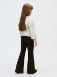 Negru Pantaloni Evazati Din Tricot Reiat Cu Tiv Despicat  Fete