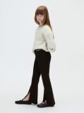 Negru Pantaloni Evazati Din Tricot Reiat Cu Tiv Despicat  Fete