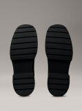 Black Leather Chunky Square Toe Chelsea Boots  Women