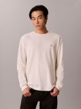 White Long Sleeve Waffle T-shirt  Men