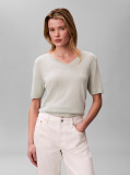 Verde Tricou V-Neck Din Viscoza Cu Cusatura Fina  Femei