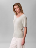 Verde Tricou V-Neck Din Viscoza Cu Cusatura Fina  Femei