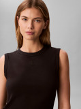 Black Logo Patch Ribbed Tank Top  Women