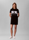Negru Rochie Tip Tricou Cu Logo Colour-Blocked  Femei