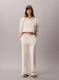 Beige Logo Waistband Wide Leg Joggers  Women