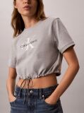 Gri Tricou Crop Cu Tiv Reglabil Cu Snur  Femei