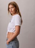 Alb Tricou Crop Cu Tiv Reglabil Cu Snur  Femei