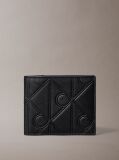 Black Embossed Emblem Leather Billfold Wallet  Men