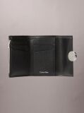 Negru Portofel Trifold Din Piele Cu Placuta Monograma  Femei