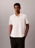 Alb Tricou Polo Cu Dungi Texturate  Barbati