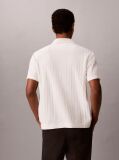 Alb Tricou Polo Cu Dungi Texturate  Barbati