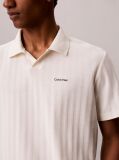 Alb Tricou Polo Cu Dungi Texturate  Barbati
