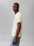 Bej Tricou Din Bumbac Cu Emblema  Barbati