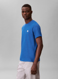 Albastru Tricou Din Bumbac Cu Emblema  Barbati