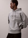 Gri Hanorac Grafic Calvin Din Premium Fleece  Barbati