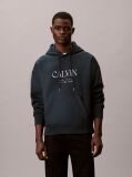 Blue Premium Fleece Calvin Graphic Hoodie  Men