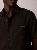 Black Short Sleeve Solid Causal Linen Classic Shirt  Men