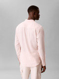 Orange Long Sleeve Solid Casual Linen Classic Shirt  Men