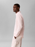 Orange Long Sleeve Solid Casual Linen Classic Shirt  Men