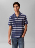 Blue Short Sleeve Jersey Stripe Polo Shirt  Men