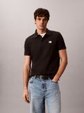 Negru Tricou Polo Cu Croiala Clasica Din Tricot Micro Waffle  Barbati