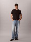 Negru Tricou Polo Cu Croiala Clasica Din Tricot Micro Waffle  Barbati