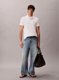 Alb Tricou Polo Cu Croiala Clasica Din Tricot Micro Waffle  Barbati