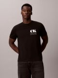 Negru Tricou Cu Guler Rotund Si Logo Grafic  Barbati