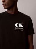 Negru Tricou Cu Guler Rotund Si Logo Grafic  Barbati