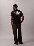 Negru Tricou Cu Guler Rotund Si Logo Grafic  Barbati