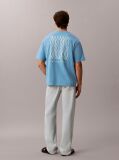Albastru Tricou Cu Guler Rotund Si Logo Grafic  Barbati