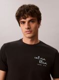 Negru Tricou Cu Guler Rotund Si Logo Grafic  Barbati