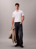 Alb Tricou Polo Din Bumbac Piqué  Barbati