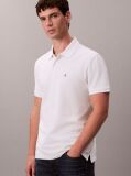 Alb Tricou Polo Din Bumbac Piqué  Barbati