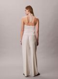 Alb Top Halter-Neck Din Amestec De In  Femei