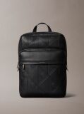 Black Embossed Logo Dome Backpack  Men