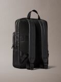 Black Embossed Logo Dome Backpack  Men