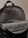 Black Embossed Logo Dome Backpack  Men