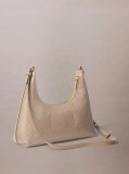 Beige Allover Monogram Logo Shoulder Bag  Women