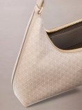 Beige Allover Monogram Logo Shoulder Bag  Women