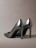 Gri Pantofi Stiletto Din Piele Cu Toc Gri Metalizat  Femei