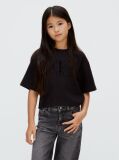 Negru Tricou Boxy Cu Logo  Fete