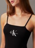 Negru Body Din Bumbac Elastic Cu Logo Monograma  Femei